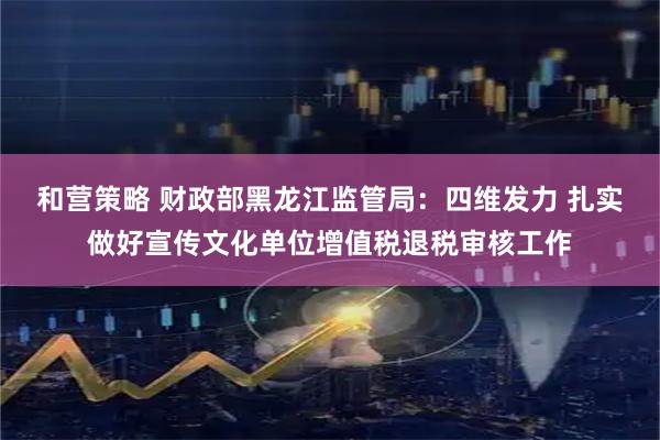 和营策略 财政部黑龙江监管局：四维发力 扎实做好宣传文化单位增值税退税审核工作